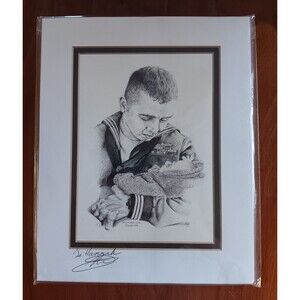 Sailor Meeting Newborn Daughter Signed 2012 Unframed Print Art Navy Marine